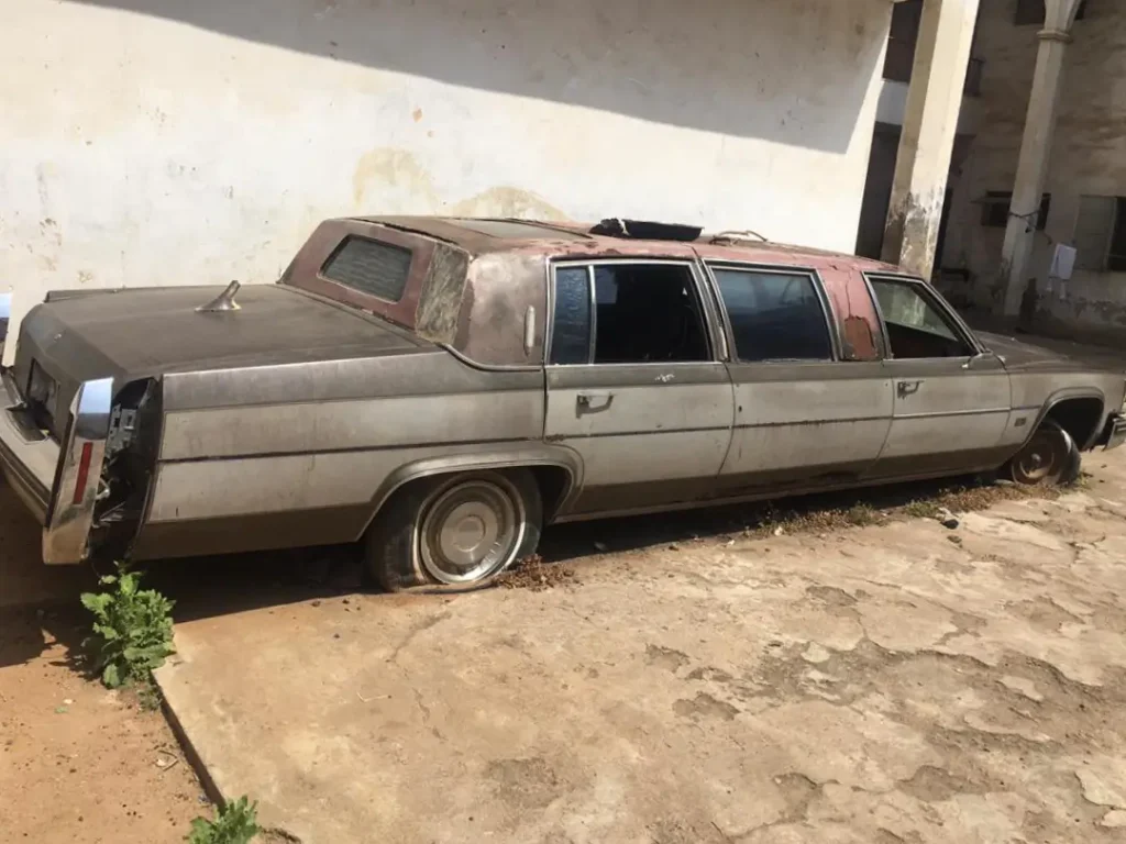 The late Emir’s Cadillac: In a way, this highlights how his properties have been deliberately nejected and left yo decay)